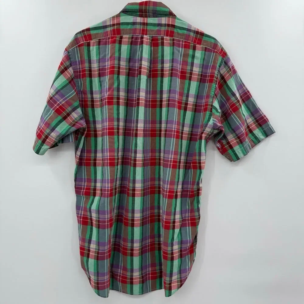 Polo Ralph Lauren Men's Blake Short Sleeve Green Red Button Up Shirt Size medium